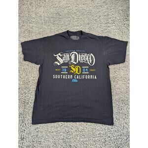 DyseOne Shirt Men Large Blue Graffiti Rap Hip Hop Affliction Style Y2K San Diego